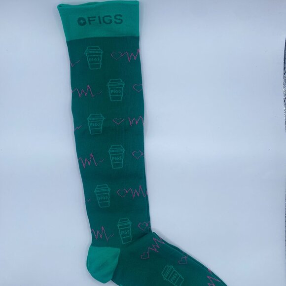 Figs Accessories - 1 Pair FIGS Compression Green Socks Size Small